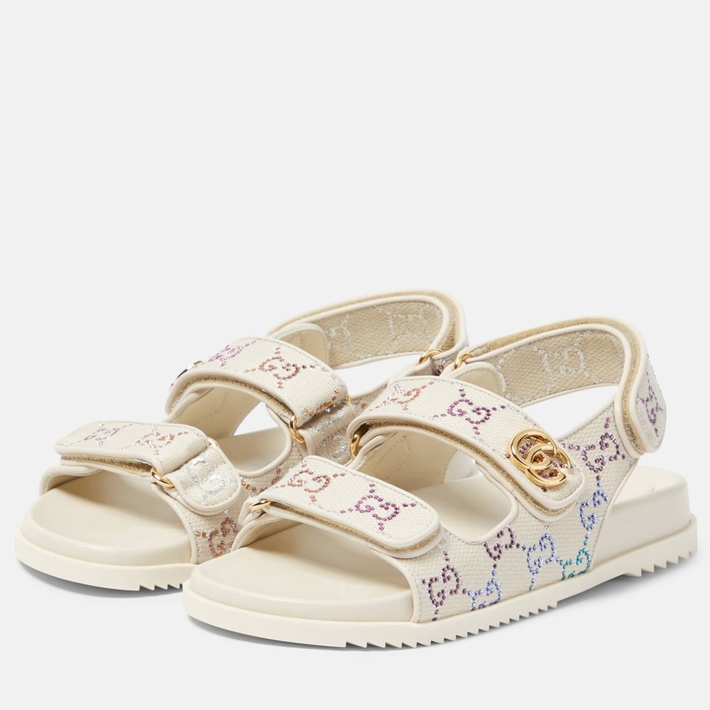 Gucci GG Moritz crystal embellished Sandals in canvas